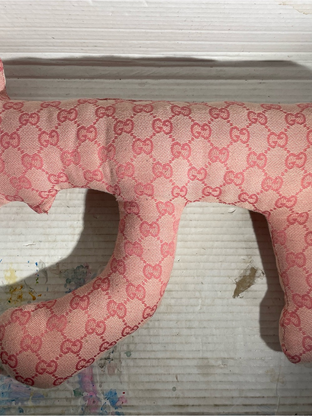 Gucci Pink GG Jacquard Draco Plush Accent Pillow